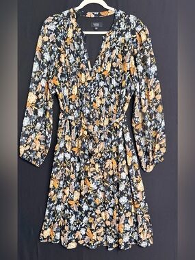msk floral print pleated dress MSK Women's Bloused-Waist Pleated Floral-Print Dress